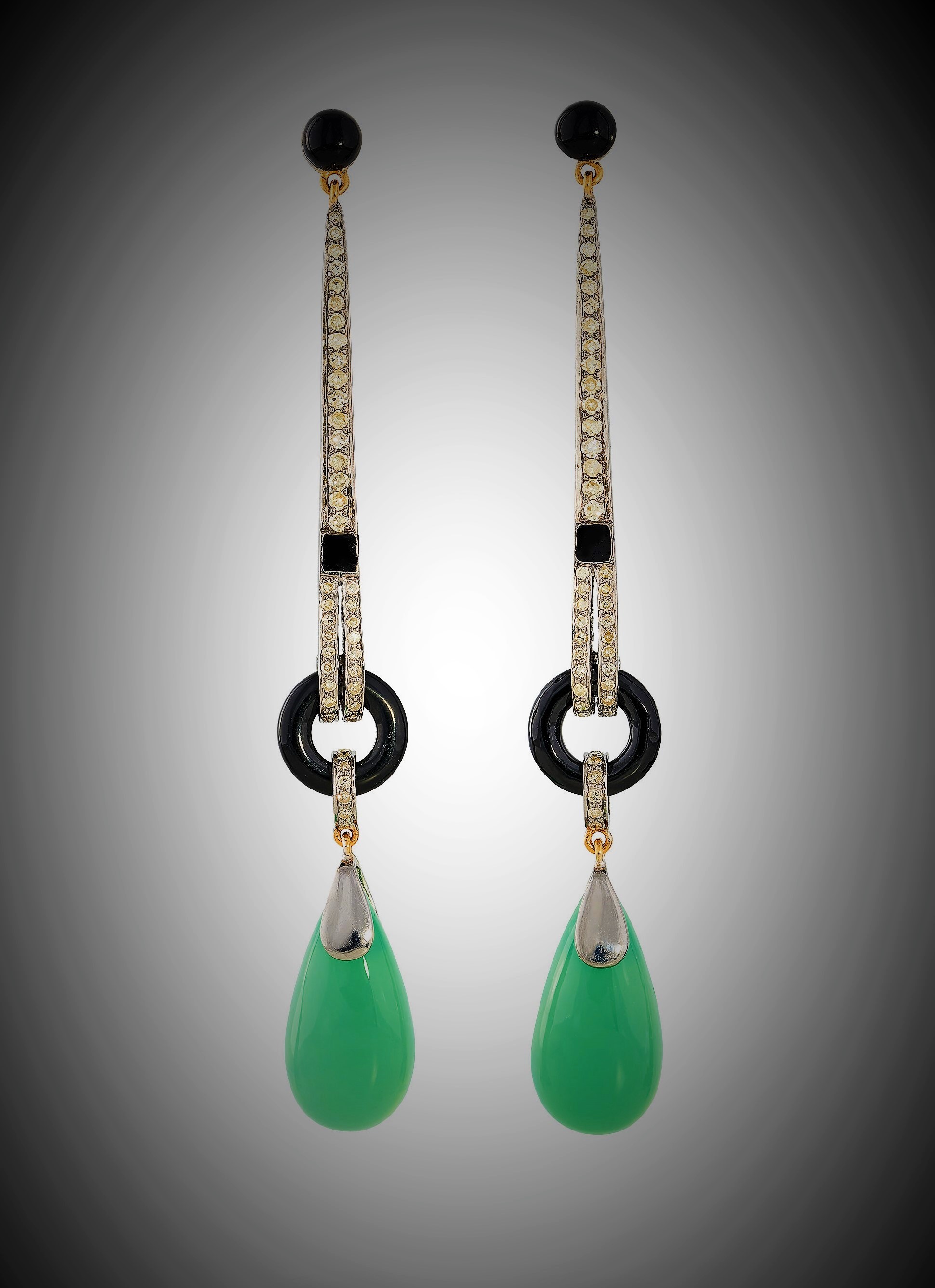 Orecchini Pendenti Art Déco In Argento Sterling Con Ametista E Zirconi – Lunghezza 3,5 Cm