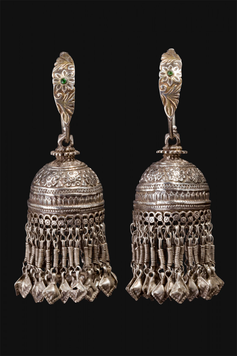 Orecchini in argento "Karanphul Jhumka". India