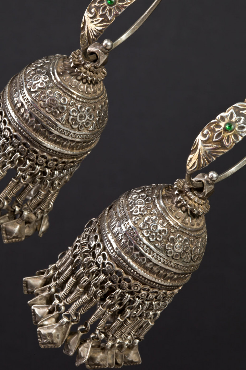 Orecchini in argento "Karanphul Jhumka". India
