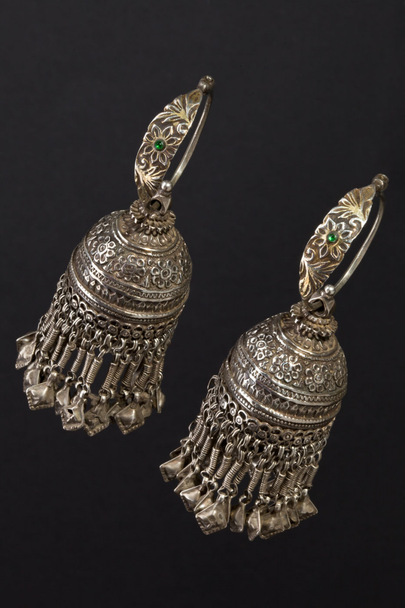 Orecchini in argento "Karanphul Jhumka". India