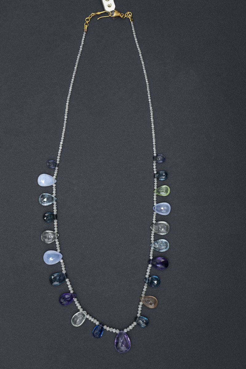 Collana Gemshiner Con Diamanti Grezzi Non Tagliati – Argento 925 – 45cm – Pietre Naturali Grigie